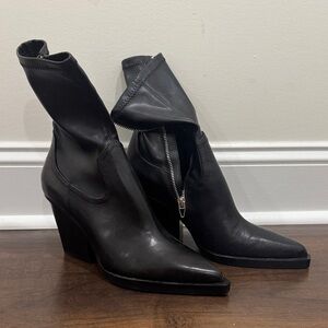 Dolce Vita Black Heeled Boots with Zipper Detail